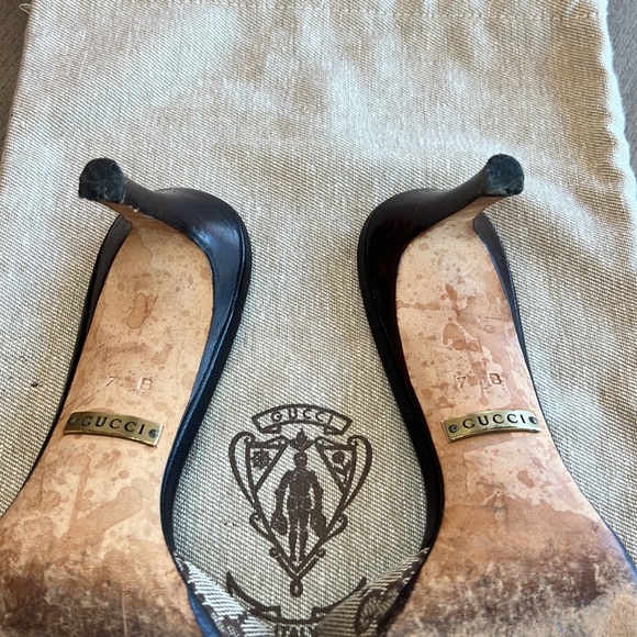 Vintage Gucci Brown Heeled Slides - Picture 5 of 7
